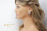 Cubic Zirconia Diamond Leaves stud Earrings, Bridal Jewelry, Bridal Stud Earrings, Crystal Bridal Earrings, Statement Earrings Cz