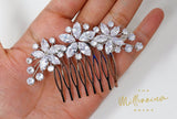 Cubic Zirconia, Diamond Singing Flowers Vine Leaves Bridal Hair Comb, Bridal Hair Accessories, Wedding Hair Accessory, Bridal Hair Comb.