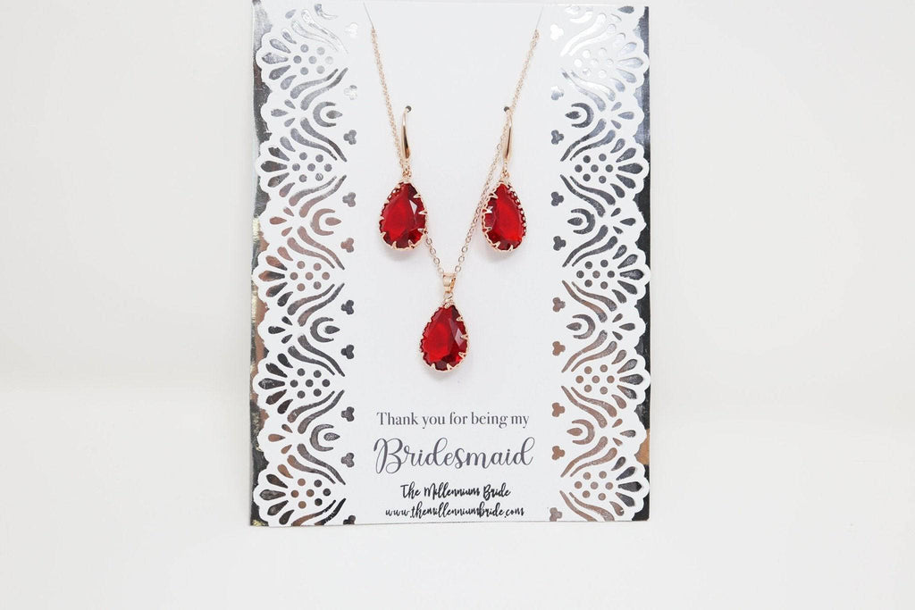 Cubic Zirconia Diamond Water Drop Crystal Necklace, Bridesmaid Jewelry, Bridesmaid Earrings Necklace, Maid Of Honor, Mother Of Groom.
