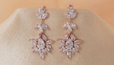 Cubic Zirconia Diamond/Crystal Earrings, Long Bridal Jewelry, Bridal Earrings, Crystal Bridal Earrings, Statement Earrings Cz