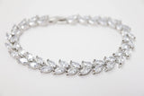 Cubic Zirconia Diamond/Crystal Leaf Earrings, Long Bridal Jewelry, Bridal Earrings, Crystal Bridal Earrings, Statement Earrings Cz