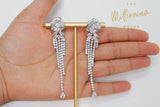 CUBIC ZIRCONIA Floral Tessel Crystal/Diamond earrings Long Bridal Jewelry Bridal Earrings Crystal Bridal Earrings Statement earrings Cz