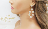 Cubic Zirconia Floral Vine Diamond Earrings, Long Bridal Earrings, Crystal Bridal Earrings, Statement Earrings, Gold Bride Earring.