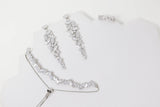 Cubic Zirconia, Flower Long Dangle Crystal, Diamond Earrings, Long Bridal Jewelry set , Bridal Earrings, Bridal Earrings, Statement Earrings