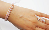 Cubic Zirconia Leaves Crystal, Diamond Bracelet, Bridal Jewelry Bridal Bracelet Swarovski Bridal Bracelet Statement Bracelet Cz