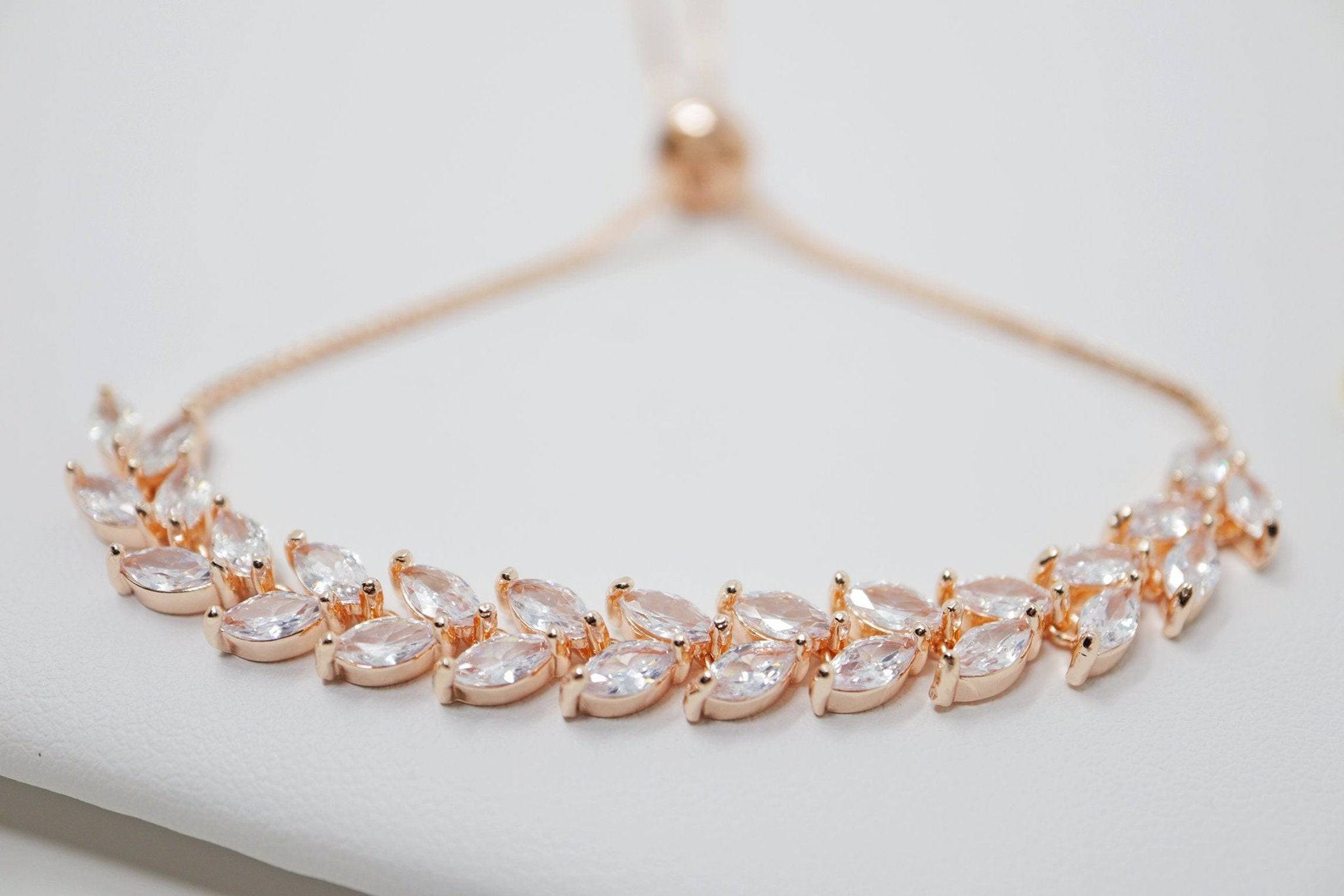 Cubic Zirconia Leaves Crystal, Diamond Bracelet, Bridal Jewelry Bridal Bracelet Swarovski Bridal Bracelet Statement Bracelet Cz