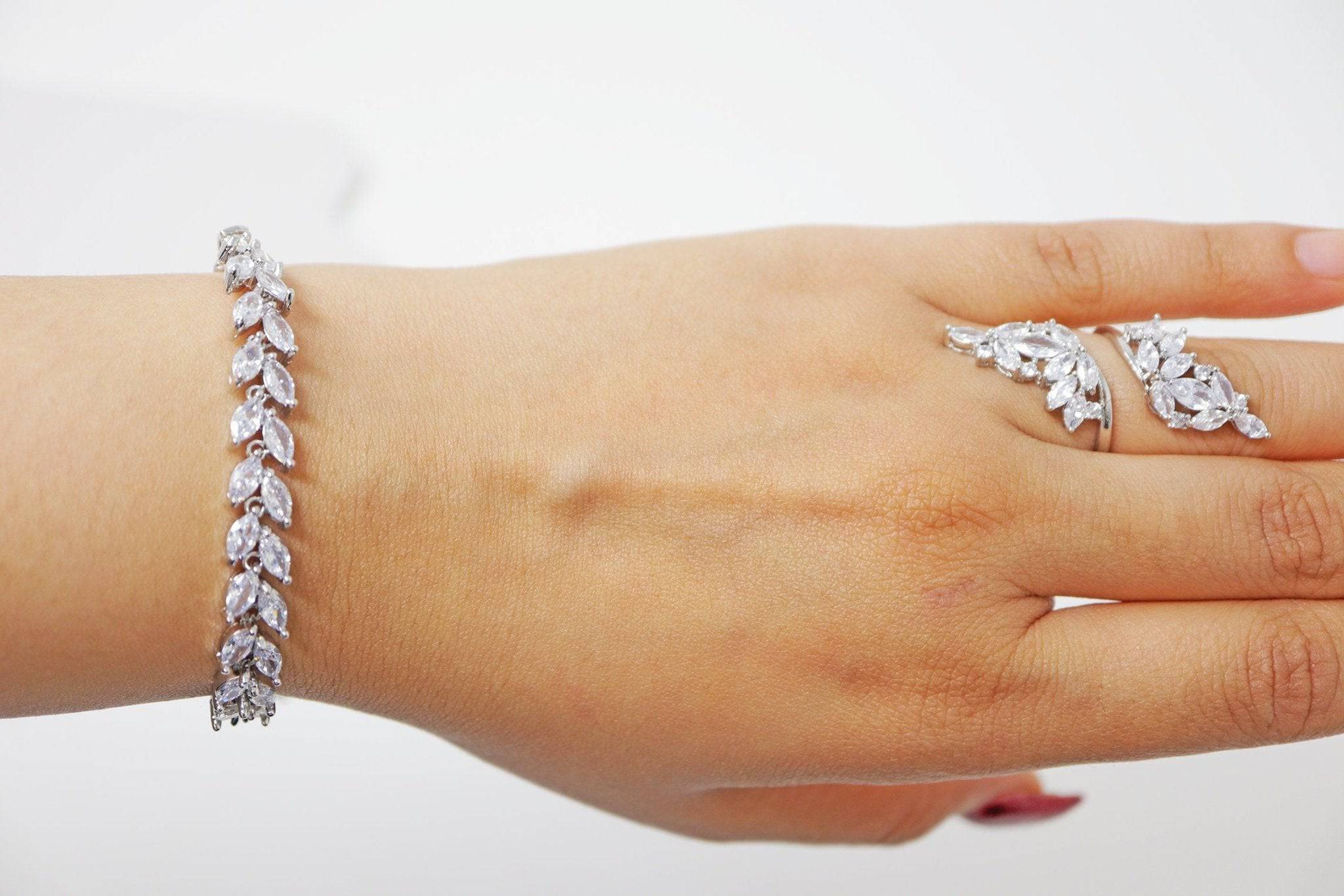 Rose gold crystal statement bridal bracelet - ALYSSA– Treasures by Agnes