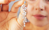 Cubic Zirconia Leaves Crystal/Diamond Earrings, Long Bridal Jewelry, Bridal Earrings, Crystal Bridal Earrings, Statement Earrings Cz