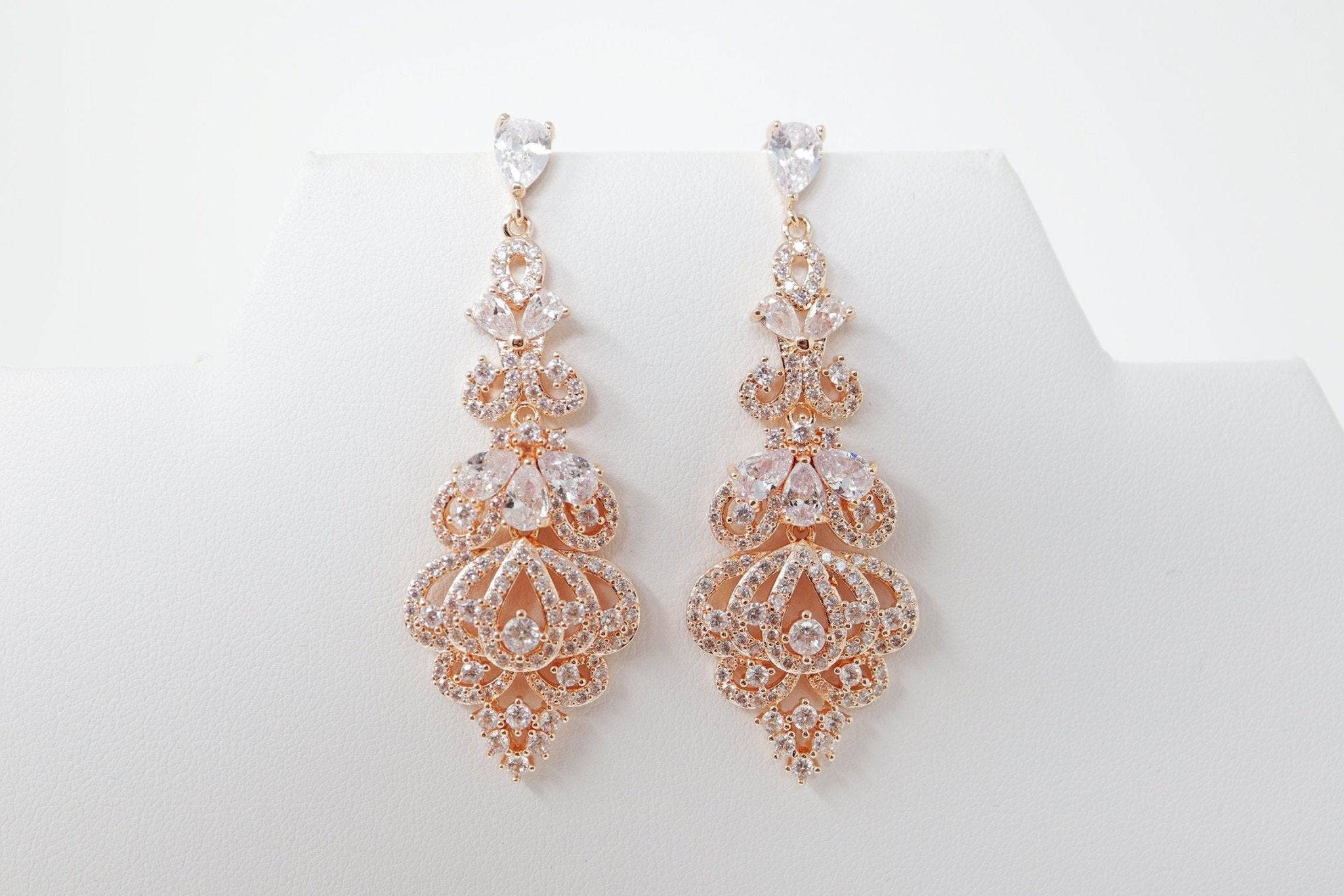 Cubic Zirconia Lovers Chandelier Diamond Drop Crystal, Diamond Earrings, Long Bridal Jewelry, Crystal Bridal Earrings, Statement Earrings