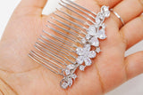 Cubic Zirconia Minimalist Diamond Floral leaves Bridal Hair Comb, Bridal Hair Accessories, Wedding Hair Accessory, Bridal Hair Comb.