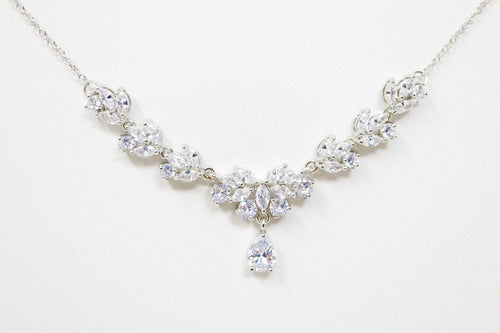 Cubic Zirconia Minimalist Diamond/Crystal Necklace, Bridal Necklace Set, Bridal Jewelry, Statement Necklace