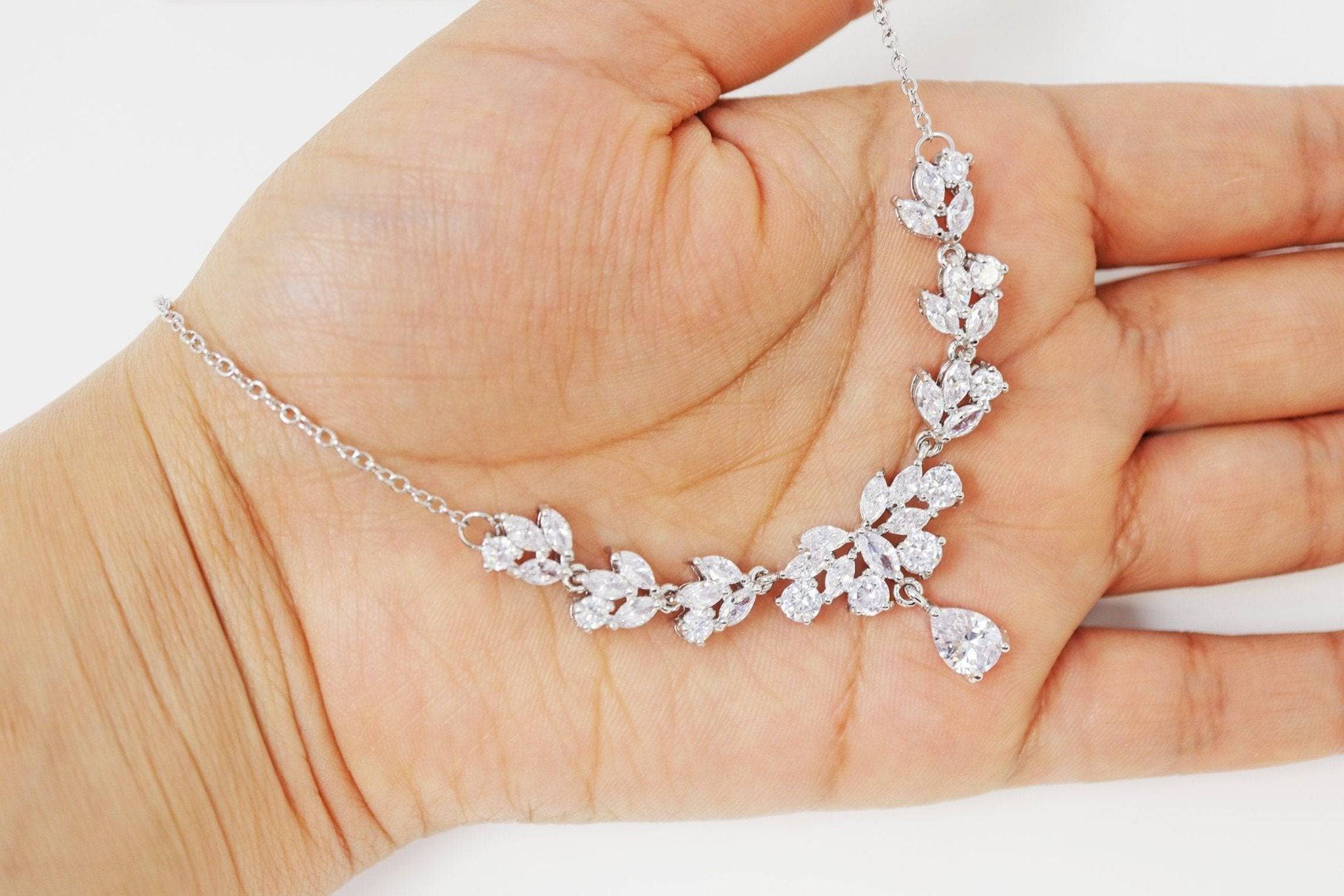 cubic zirconia minimalist diamondcrystal necklace bridal necklace set bridal jewelry statement necklace 210506