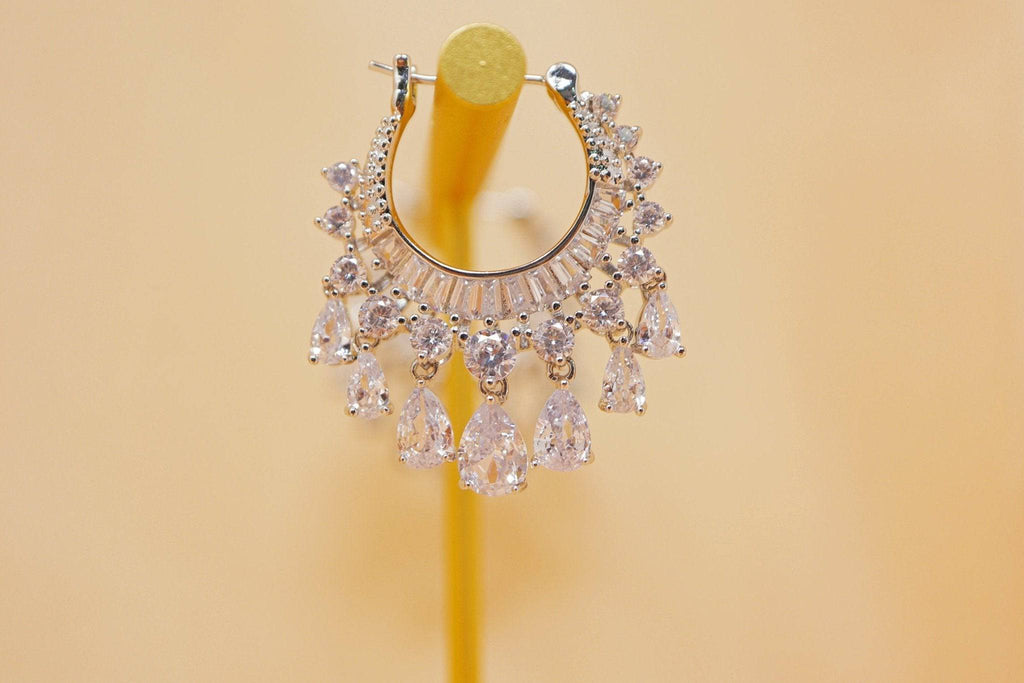 Cubic Zirconia Water Drop Crystal/Diamond Earrings, Long Bridal Jewelry, Bridal Earrings, Crystal Bridal Earrings, Statement Earrings