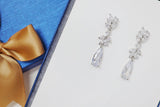 Cuboc Zirconia Leaf Drop Crystal/Diamond Earrings, Long Bridal Jewelry, Bridal Earrings, Crystal Bridal Earrings, Statement Earrings Cz