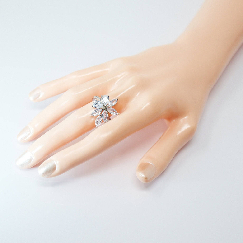 CZ Bunch Of Leaves Proposal Ring, Statement Ring, Engagement Ring.