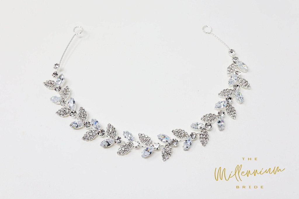 CZ Dainty Vine Leaves Crystal Hair Vine Headband, Bridal Hair Vine, Delicate Headband, Hair accessories.
