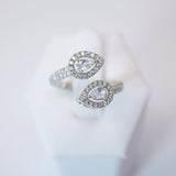 CZ Falling Drops As One Proposal Ring, Statement Ring, Engagement Ring.