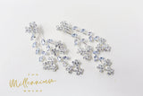 CZ Floral Three Vine Leaves Diamond Earrings, Long Bridal Earrings, Crystal Bridal Earrings, Statement Earrings, Gold Bride Earring.