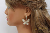 CZ Gold Butterfly Hoop Earrings, Swarovski Crystal Earrings, Statement Earrings, Rhinestones Hoop Earrings.