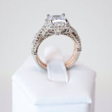 CZ Moonlight On A Bridge Proposal Ring, Statement Ring, Engagement Ring, Two Ring Set.