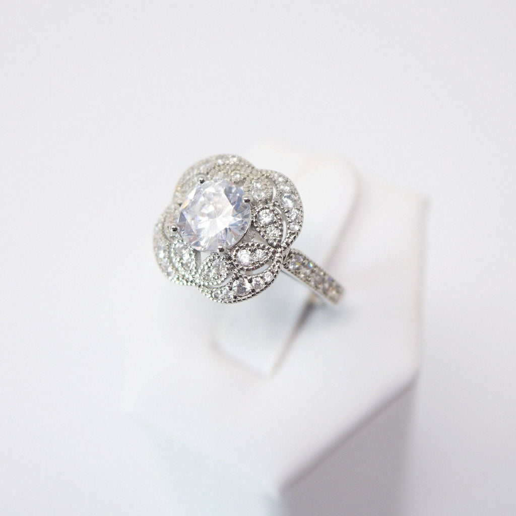 CZ Princess's smile Proposal Ring, Statement Ring, Engagement Ring, Two Ring Set, Promise Ring For a Friend, Friendship ring.