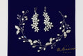 Dainty Vine Leaves Crystal Pearl Floral Headband And Earrings Set, Bridal Hair Vine, Delicate Headband, Hair accessories.