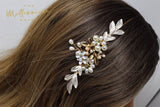 Dainty Vine Leaves Crystal Pearl Floral Headband, Bridal Hair Vine, Delicate Headband, Hair accessories.