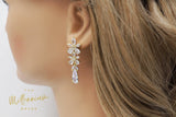 Diamond Floral TearDrop Crystal, Diamond Earrings, Long Bridal Earring, Bridal Earrings, Crystal Bridal Earrings, Statement Earrings