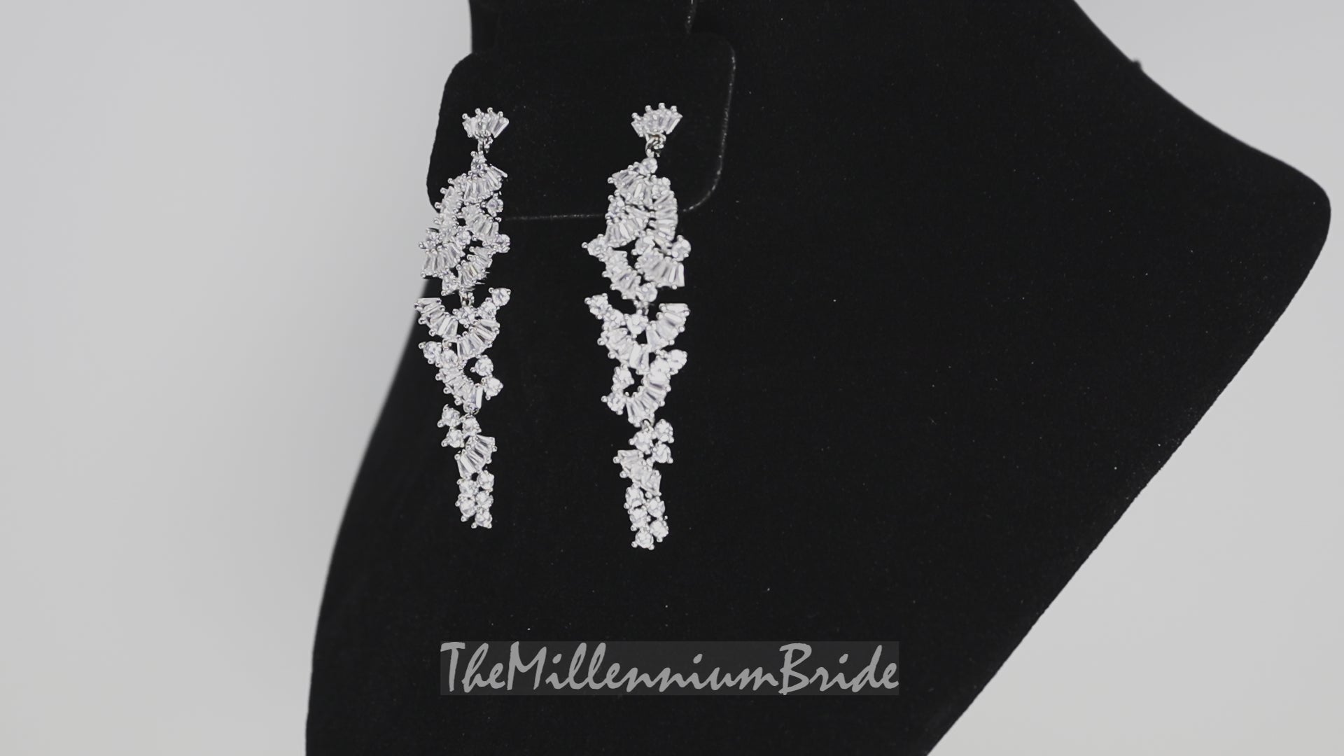 Cubic Zirconia, Flower Long Dangle Crystal, Diamond Earrings, Long Bridal Jewelry set , Bridal Earrings, Bridal Earrings, Statement Earrings
