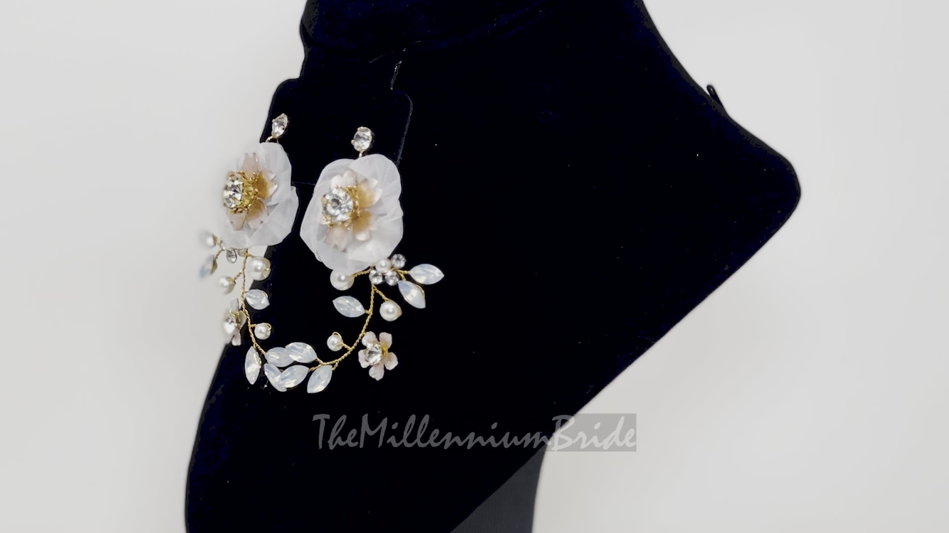 Swarovski opal Flower Petals Crystal, Rhinestone Earrings, Long Bridal Jewelry Bridal Earrings Crystal Bridal Earrings Statement Earrings Cz