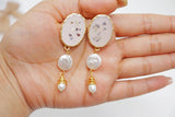 Freshwater Pearl Earrings, party Earrings, Long Bridal Jewelry, Bridal Earrings, Gift For Her , Statement Earrings Cz