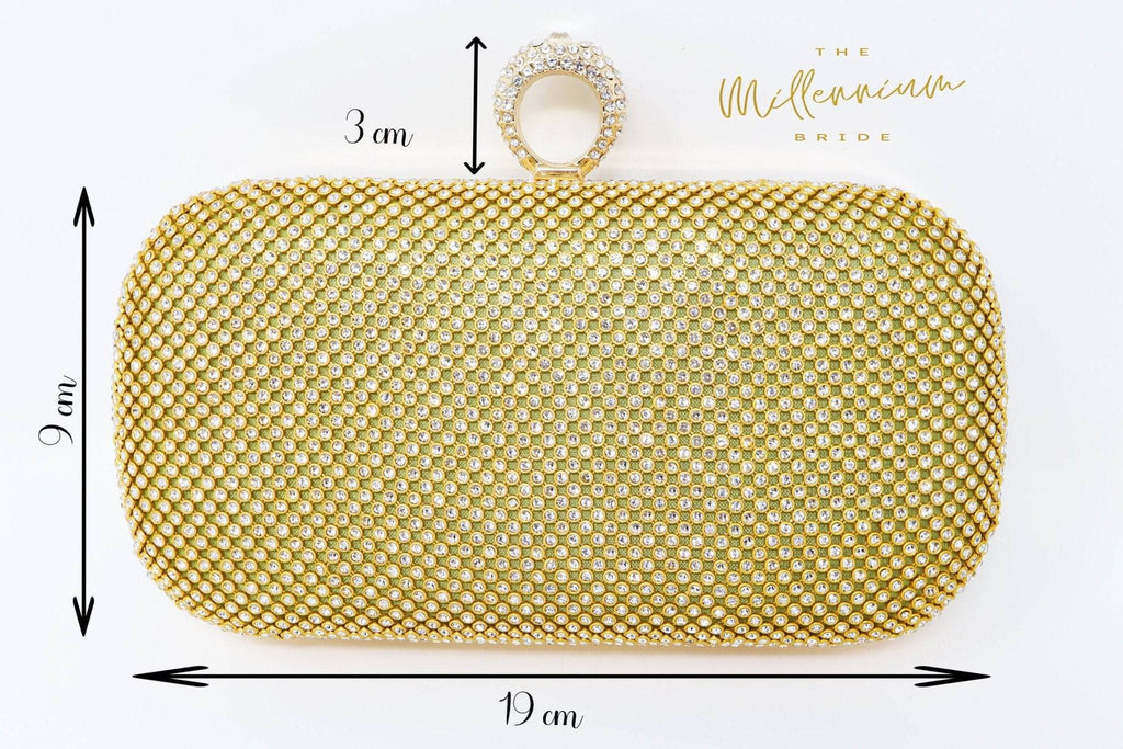 Gold Crystal Wedding Clutch, Statement Bag, Evening Clutch, Wedding Clutch, Bridal Bag, White Cross Body Bag