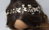 Gold Crystals Leaves Wedding Hair Vine/ Comb, Pearl Bridal Hair Vine, Rhinestone Headband, Delicate Headband, Statement hair accessories.