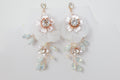 Swarovski opal Flower Petals Crystal, Rhinestone Earrings, Long Bridal Jewelry Bridal Earrings Crystal Bridal Earrings Statement Earrings Cz