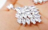 Cubic Zirconia, Floral Peacock long Dangle Crystal, Diamond Earrings, Bridal Jewelry, Bridal Earrings, Bridal Earrings, Statement Earrings