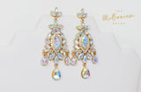 Swarovski AB Crystal Rainbow Bride Earrings, Long Bridal Earrings, Crystal Bridal Earrings, Statement Earrings, Gold Bride Earring.