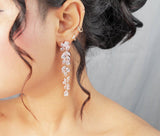 Flower Dangle Crystal/Diamond Earrings, Long Bridal Jewelry, Bridal Earrings, Crystal Bridal Earrings, Statement Earrings Cz