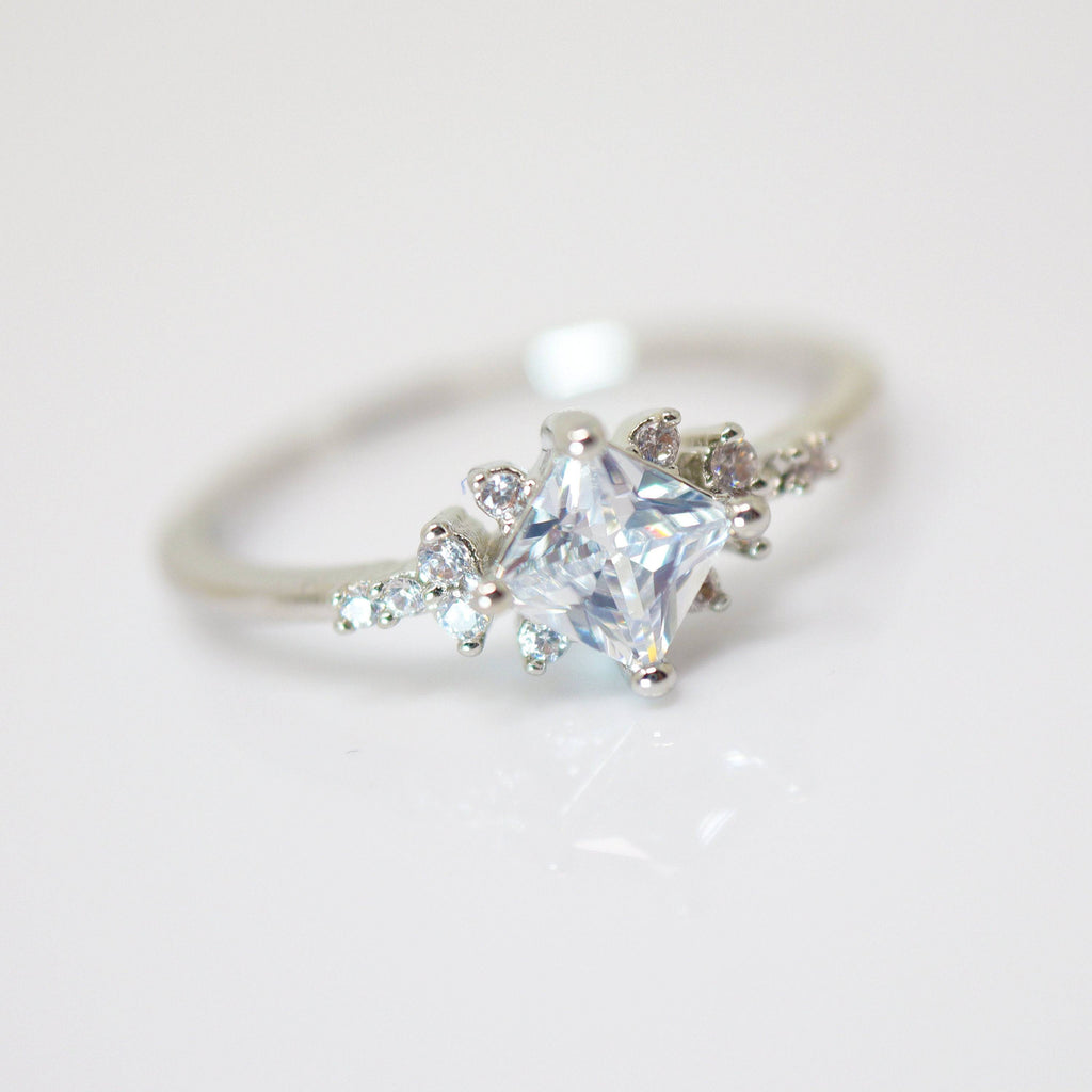 CZ Dainty Proposal Ring, Statement Ring, Engagement Ring, Two Ring Set, Promise Ring For a Friend, Friendship ring.
