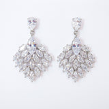 Cubic Zirconia, Floral Peacock long Dangle Crystal, Diamond Earrings, Bridal Jewelry, Bridal Earrings, Bridal Earrings, Statement Earrings