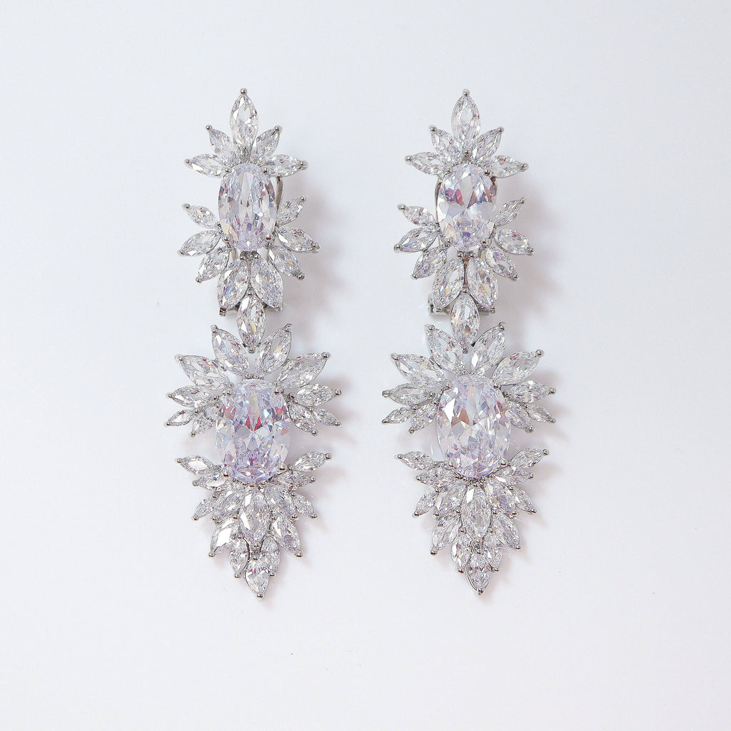 Cubic Zirconia CZ long Chandelier Drop, Dangle Crystal, Diamond Earring, Long Bridal Jewelry, Crystal Bridal Earrings, Statement Earrings Cz