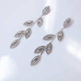 Swarovski Crystal Vine Leaves Earrings, Long Bridal Jewelry, Bridal Earrings And Necklace, Statement Earrings Cz .