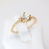 CZ Dainty Gold Proposal Ring, Statement Ring, Engagement Ring, Two Ring Set, Promise Ring For a Friend, Friendship ring.