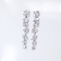 Flower Dangle Crystal/Diamond Earrings, Long Bridal Jewelry, Bridal Earrings, Crystal Bridal Earrings, Statement Earrings Cz