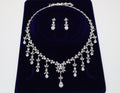 Swarovski Heavenly Floral Leaves Necklace set, Long Bridal Jewelry, Bridal Earrings And Necklace, Statement Earrings Cz Necklace Set.