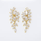 Swarovski Crystal Flower Leaves Earrings, Bridal Jewelry, Bridal Earrings, Crystal Bridal Earrings, Statement Earrings Cz