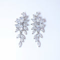 Swarovski Crystal Flower Leaves Earrings, Bridal Jewelry, Bridal Earrings, Crystal Bridal Earrings, Statement Earrings Cz