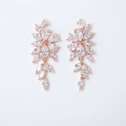 Swarovski Crystal Flower Leaves Earrings, Bridal Jewelry, Bridal Earrings, Crystal Bridal Earrings, Statement Earrings Cz