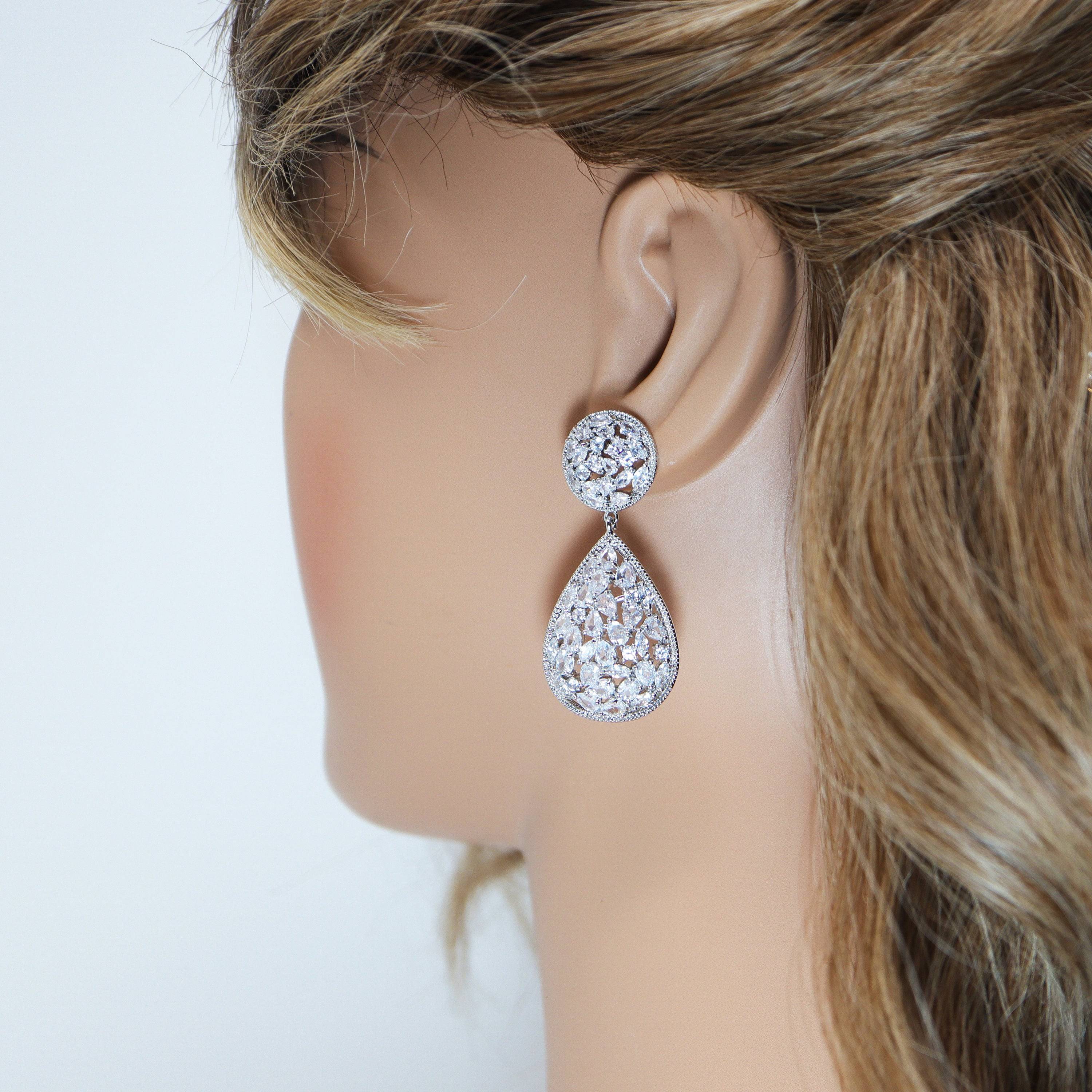 Rhinestones Chandelier Drop Earrings Statement Crystal - Temu