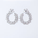 Swarovski Crystal Flower Circle Drops stud Earrings, Bridal Stud Earrings, Crystal Bridal Earrings, Statement Earrings Cz