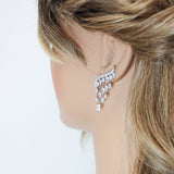 Swarovski Crystal Bride Wings Long stud Earrings, Bridal Stud Earrings, Crystal Bridal Earrings, Statement Earrings Cz